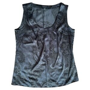 Banana Republic Navy Printed Boat Neck Sleeveless Top, M